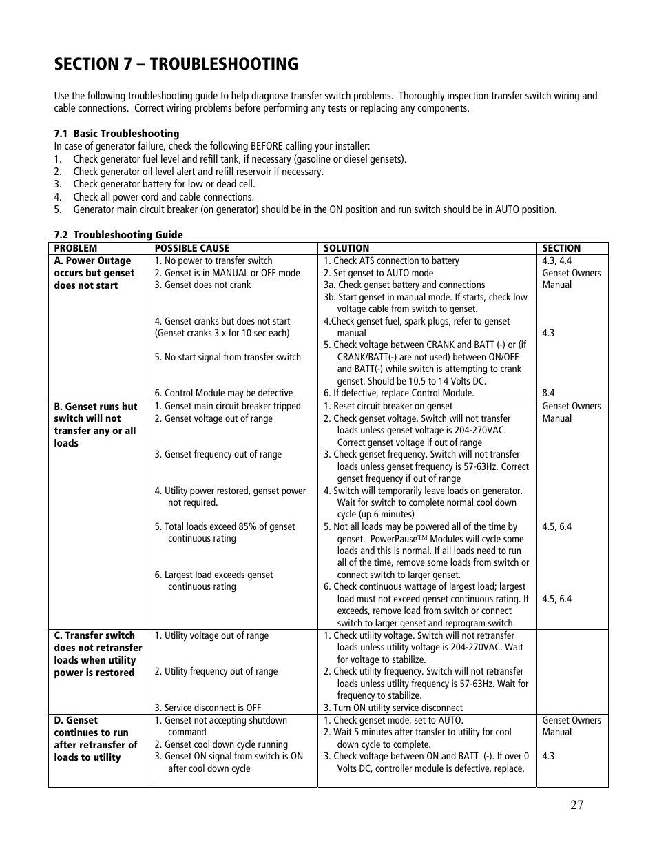 GenTran OVATION ATS2001D User Manual | Page 27 / 36