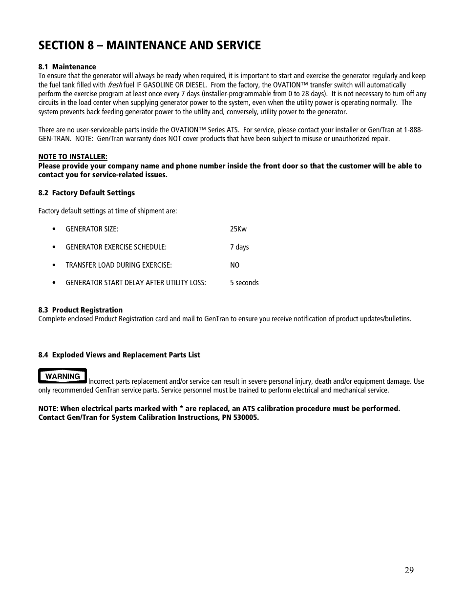 GenTran OVATION ATS2001D User Manual | Page 29 / 36