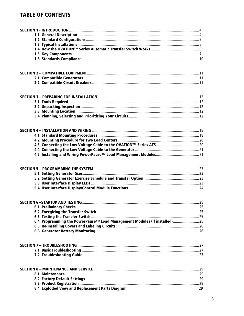 GenTran OVATION ATS2001D User Manual | Page 3 / 36