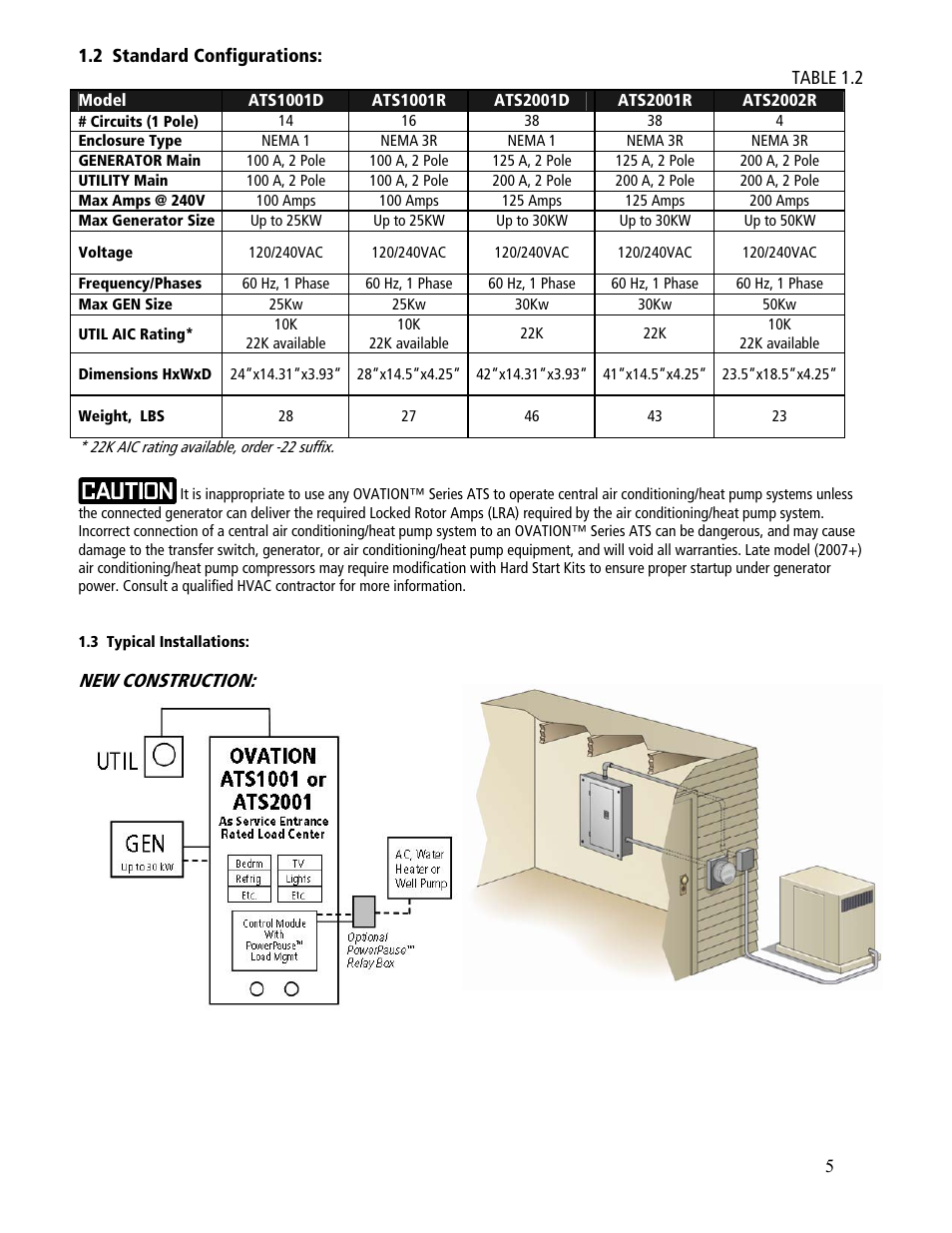 New construction | GenTran OVATION ATS2001D User Manual | Page 5 / 36