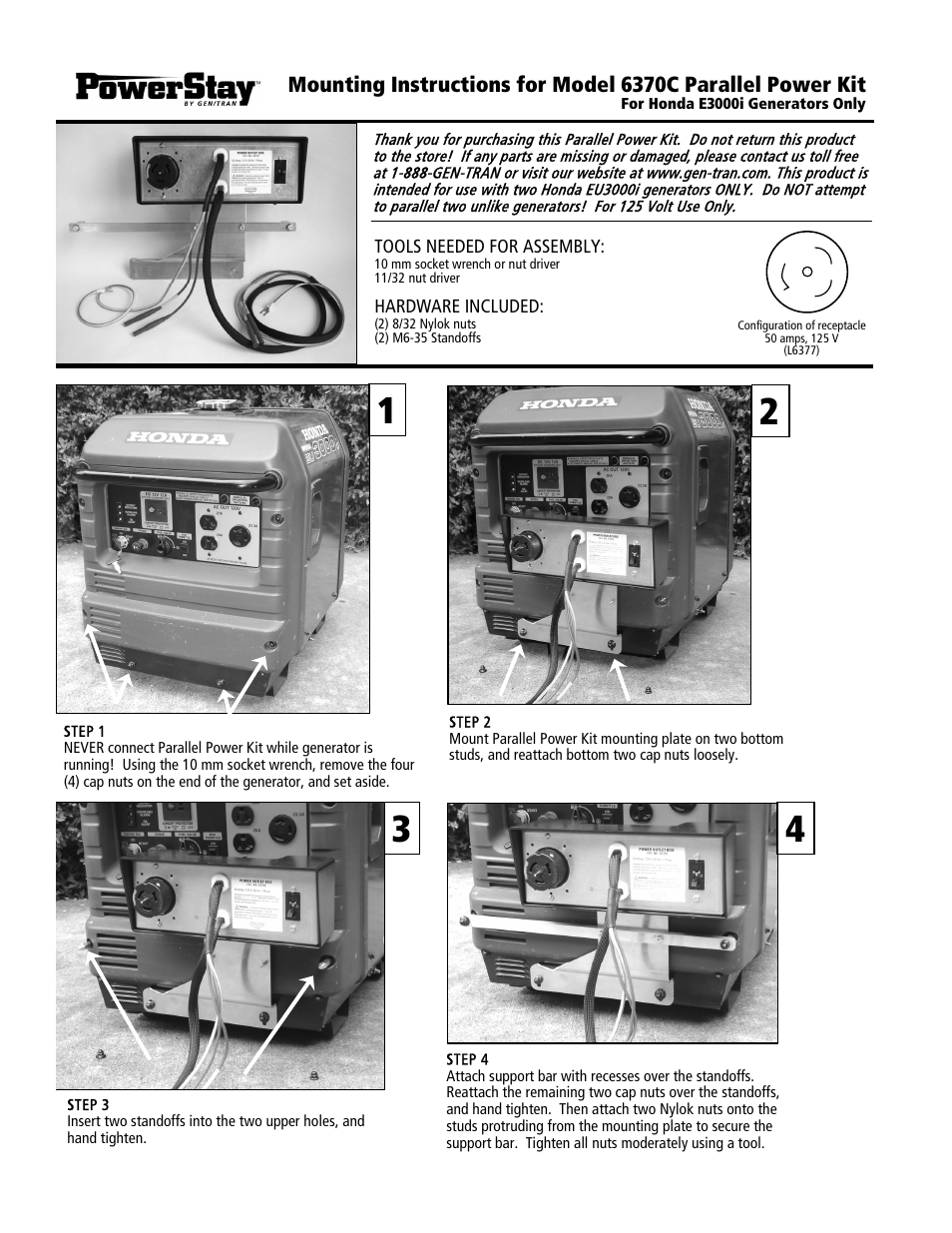 GenTran POWER STAY 6370C User Manual | 2 pages