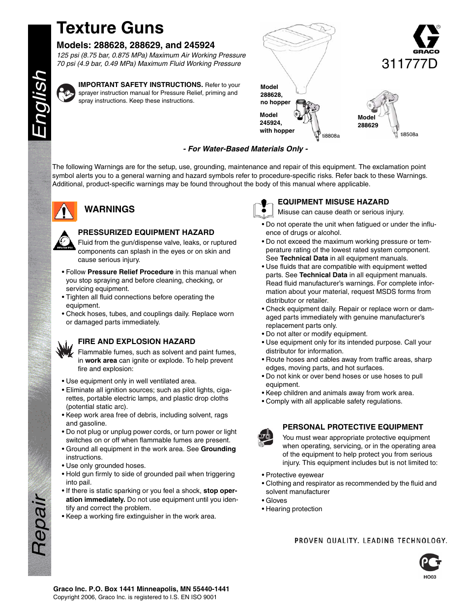 Graco Inc. 245924 User Manual | 4 pages