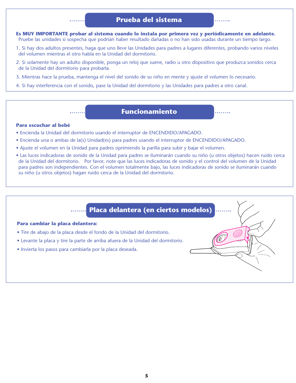 Prueba del sistema funcionamiento, Placa delantera (en ciertos modelos) | Graco Inc. ULTRACLEAR II 2M02 User Manual | Page 11 / 12