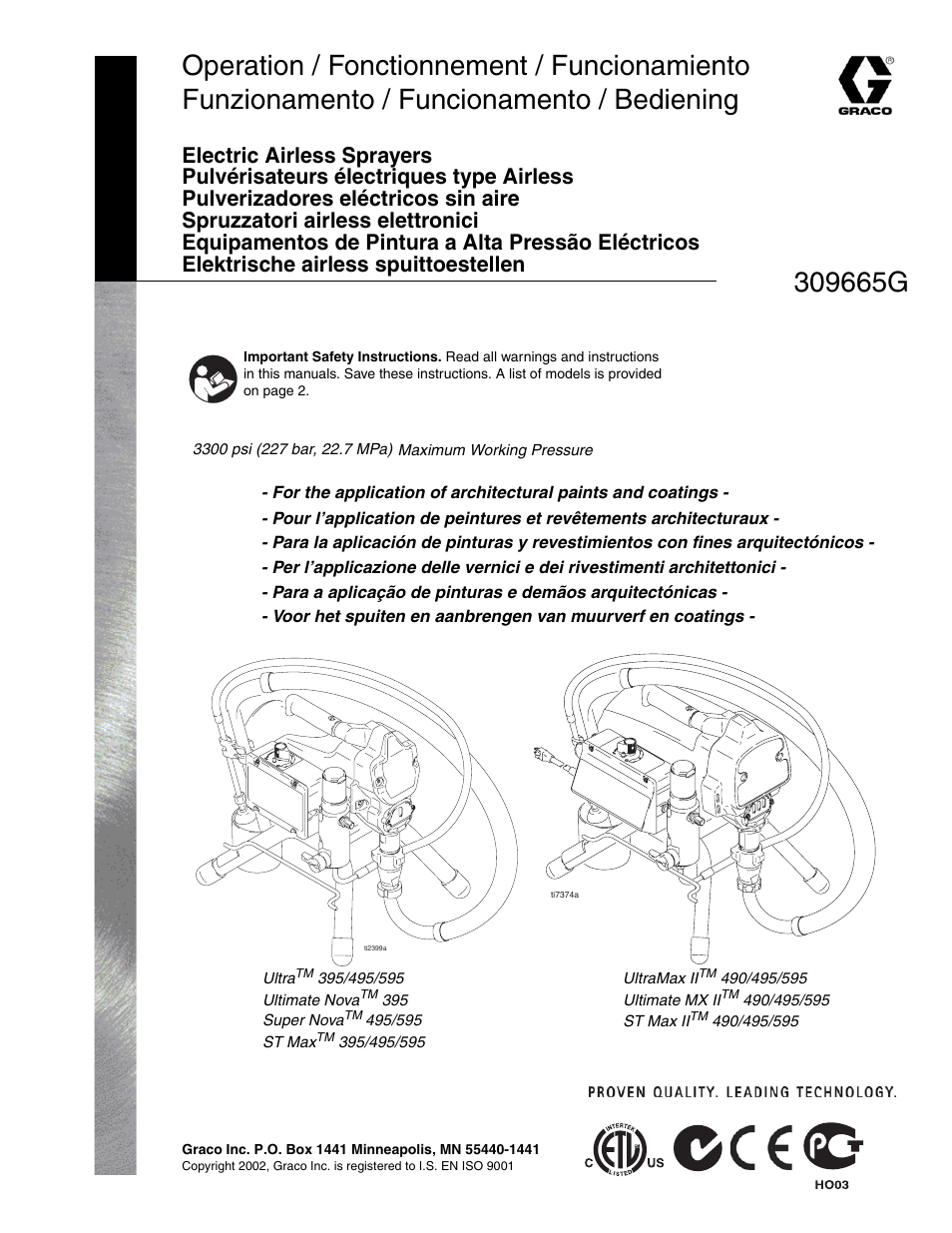 Graco Inc. Ultra 395 User Manual | 40 pages