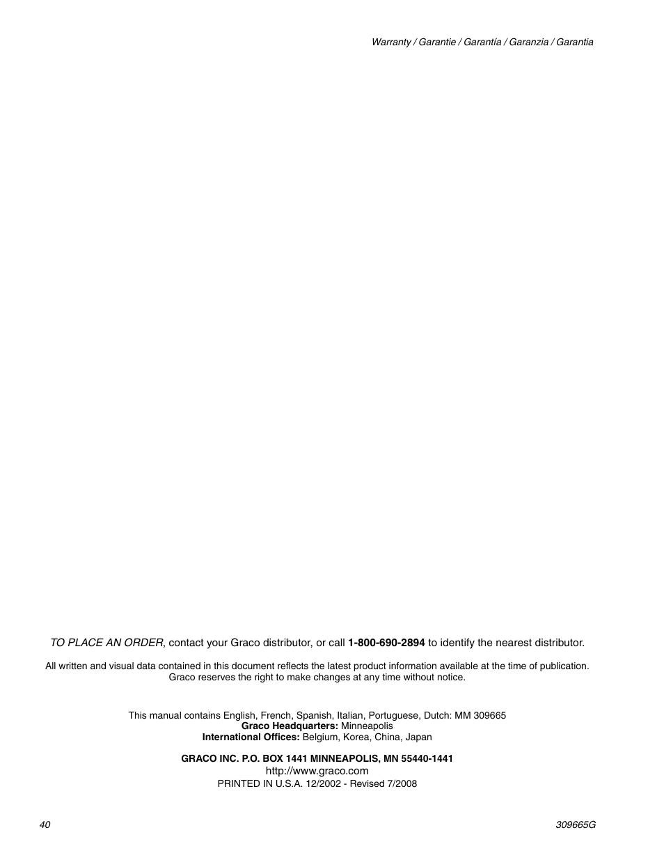 Graco Inc. Ultra 395 User Manual | Page 40 / 40