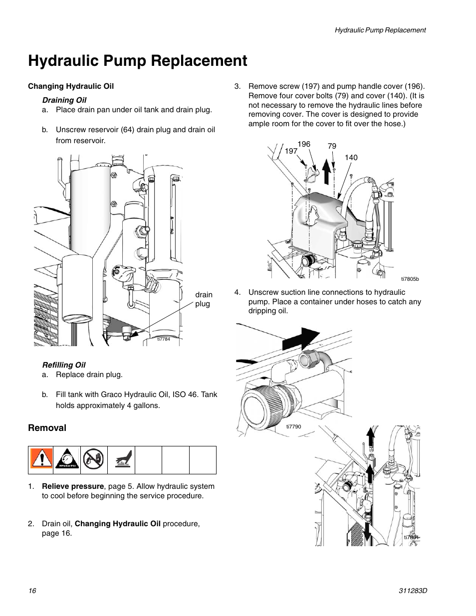 Hydraulic pump replacement | Graco Inc. 253471 User Manual | Page 16 / 34