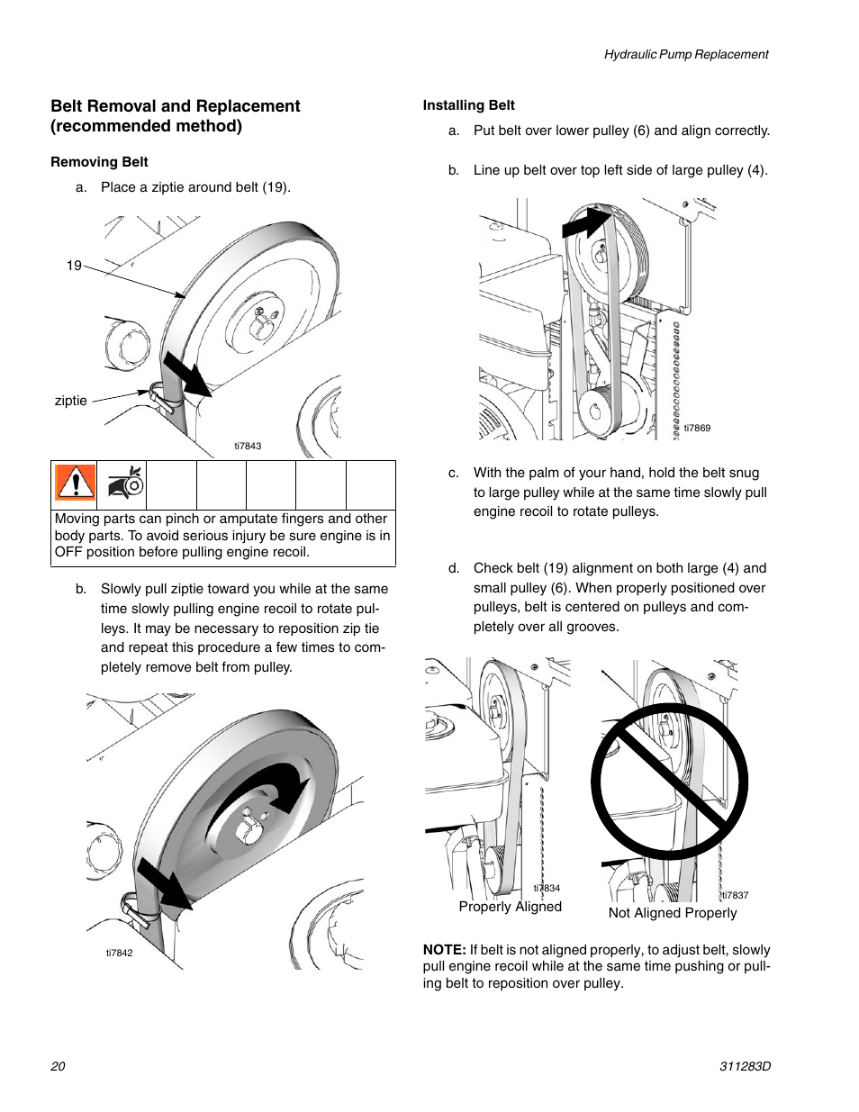 Belt removal and replacement (recommended method) | Graco Inc. 253471 User Manual | Page 20 / 34