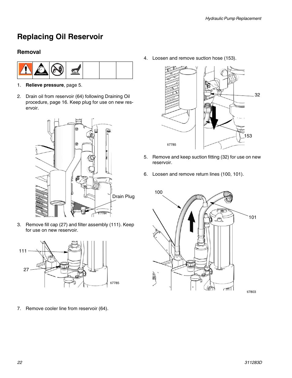 Replacing oil reservoir | Graco Inc. 253471 User Manual | Page 22 / 34