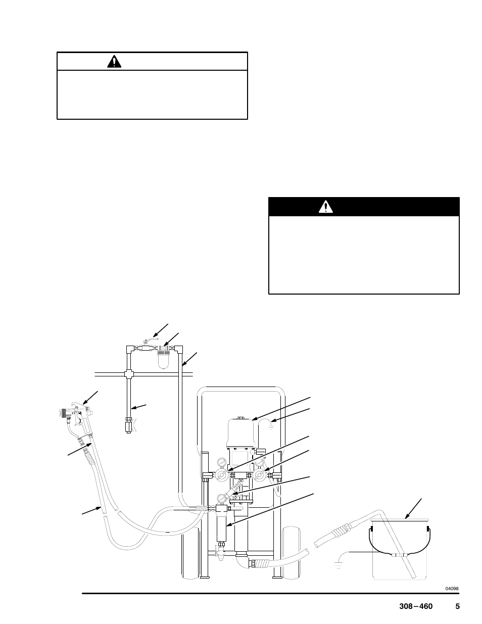Setup, Caution, Warning | I. prepare the operator, Ii. prepare the site | Graco Inc. 237-421 User Manual | Page 5 / 16