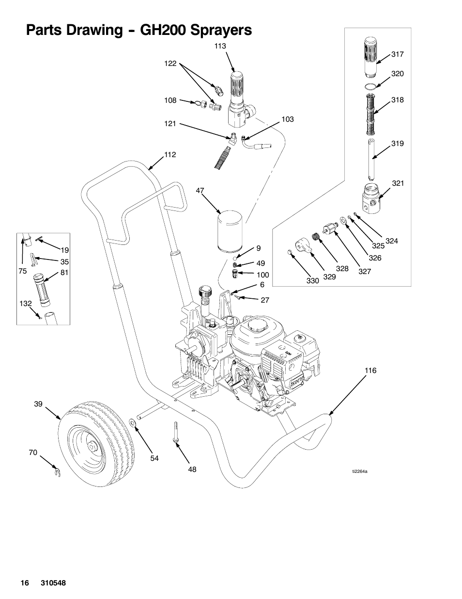 Parts drawing -- gh200 sprayers | Graco Inc. 233940 User Manual | Page 16 / 24