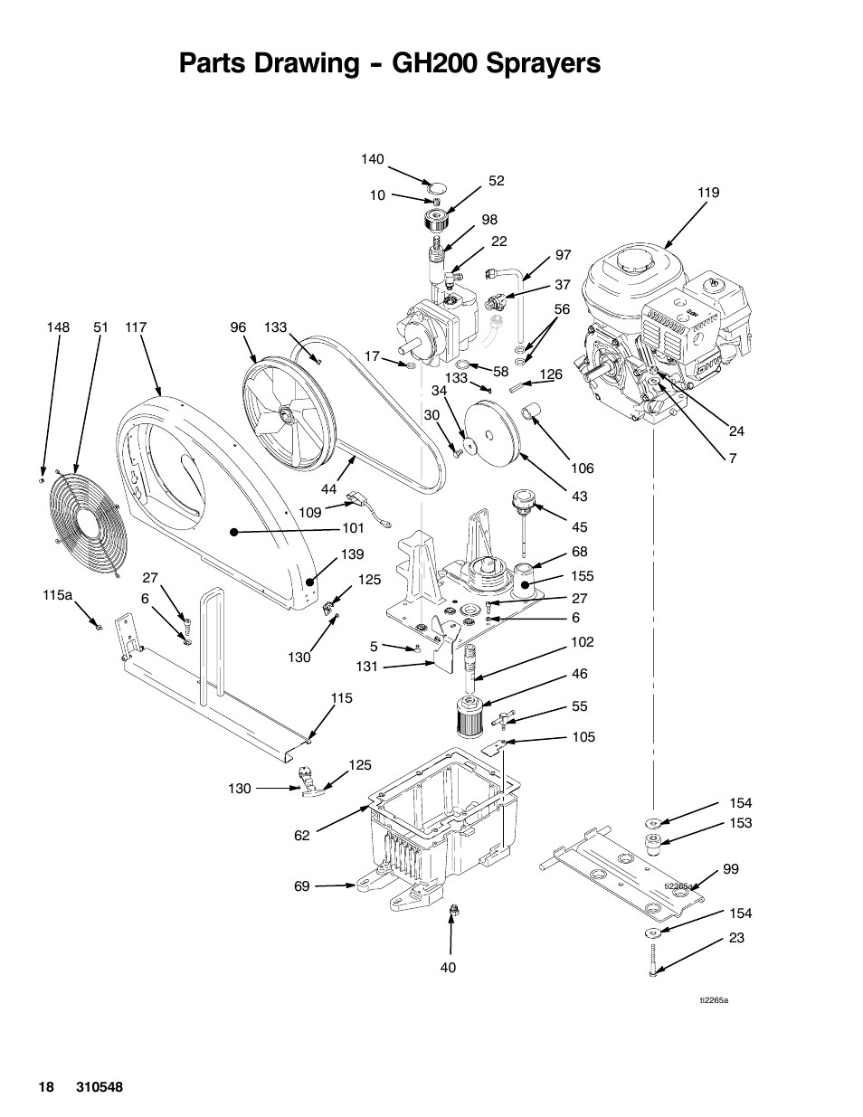 Parts drawing -- gh200 sprayers | Graco Inc. 233940 User Manual | Page 18 / 24
