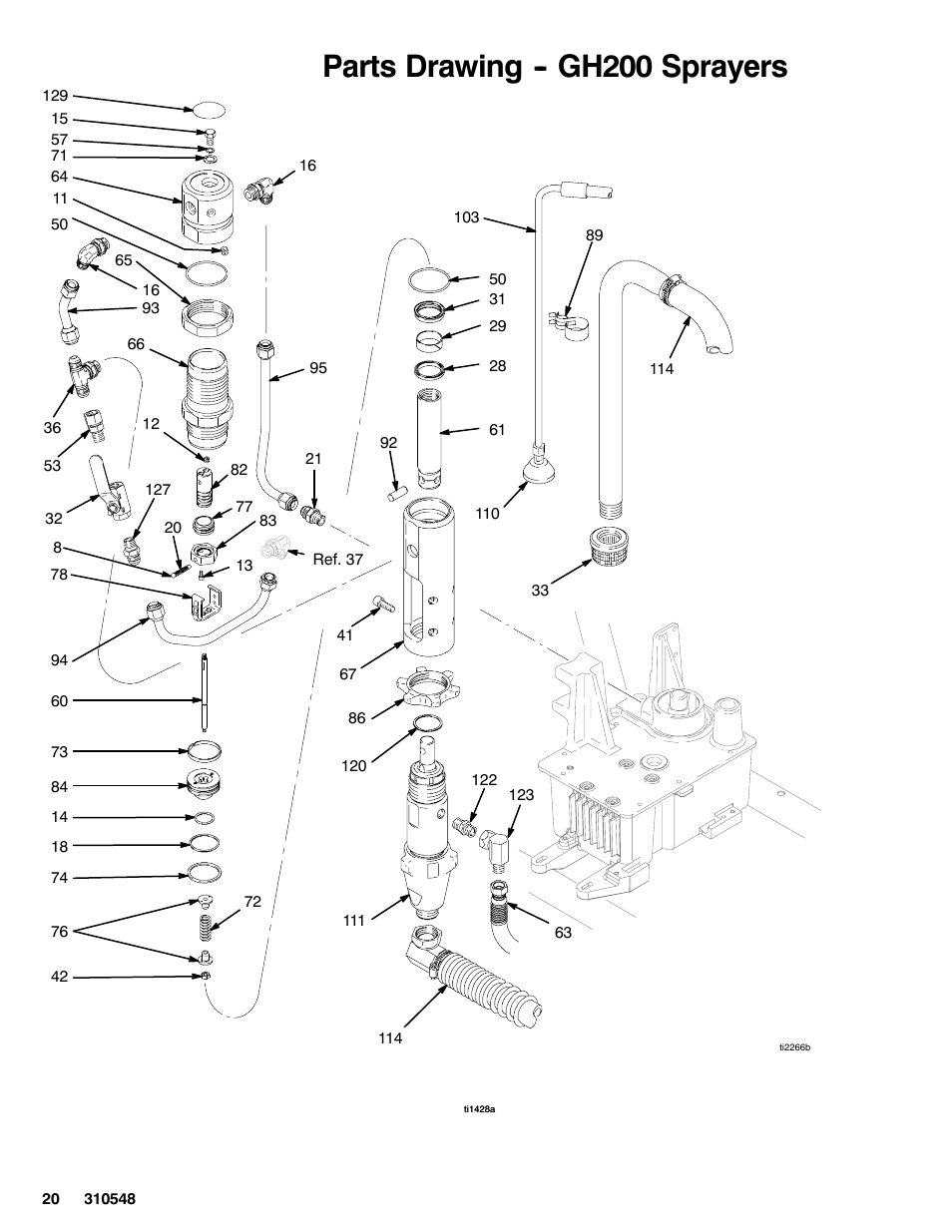 Parts drawing -- gh200 sprayers | Graco Inc. 233940 User Manual | Page 20 / 24