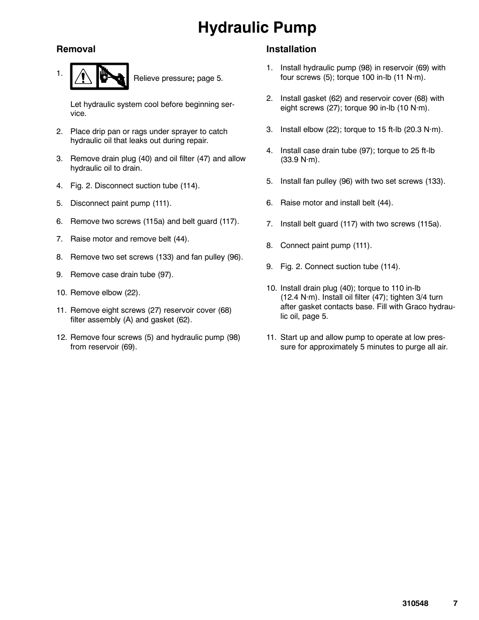 Hydraulic pump | Graco Inc. 233940 User Manual | Page 7 / 24