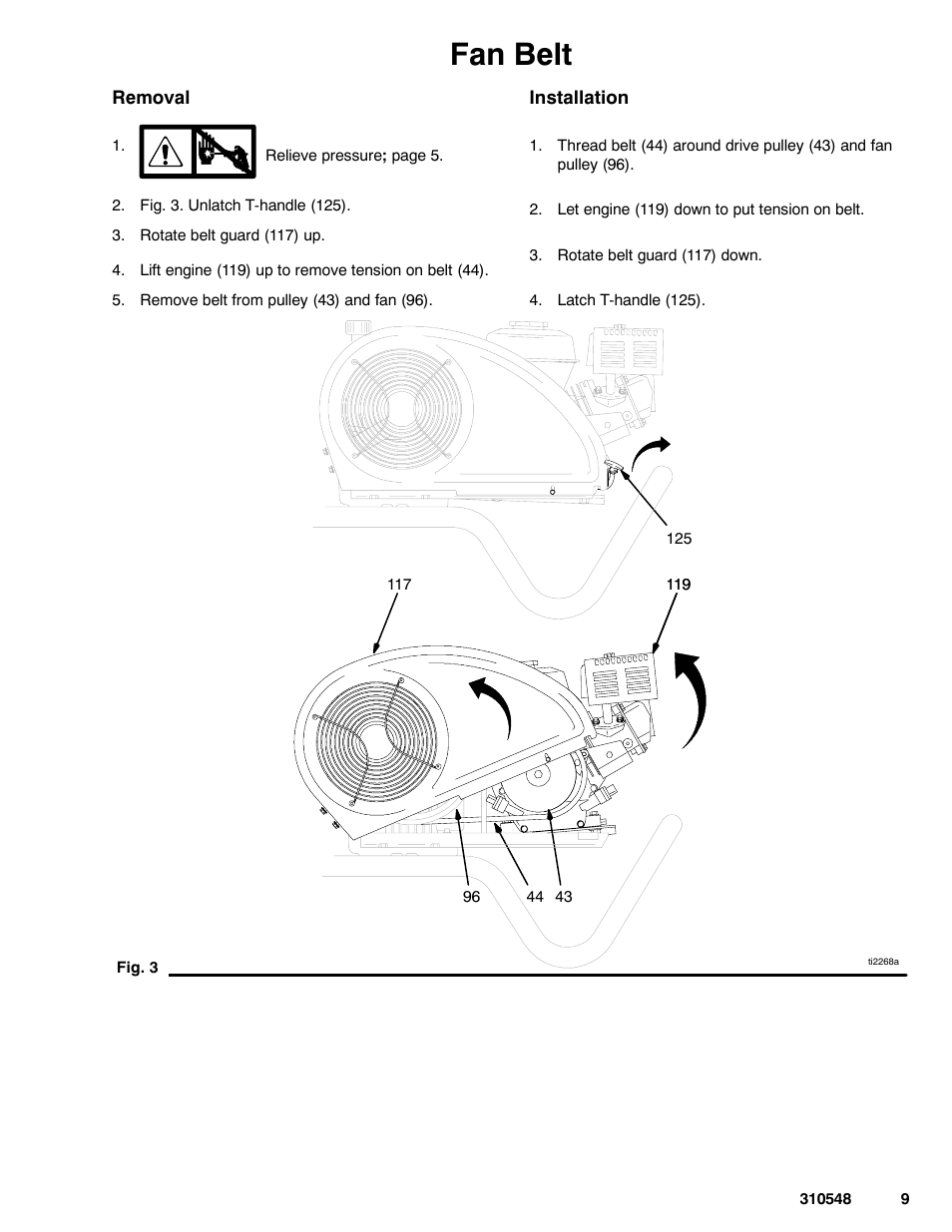 Fan belt | Graco Inc. 233940 User Manual | Page 9 / 24