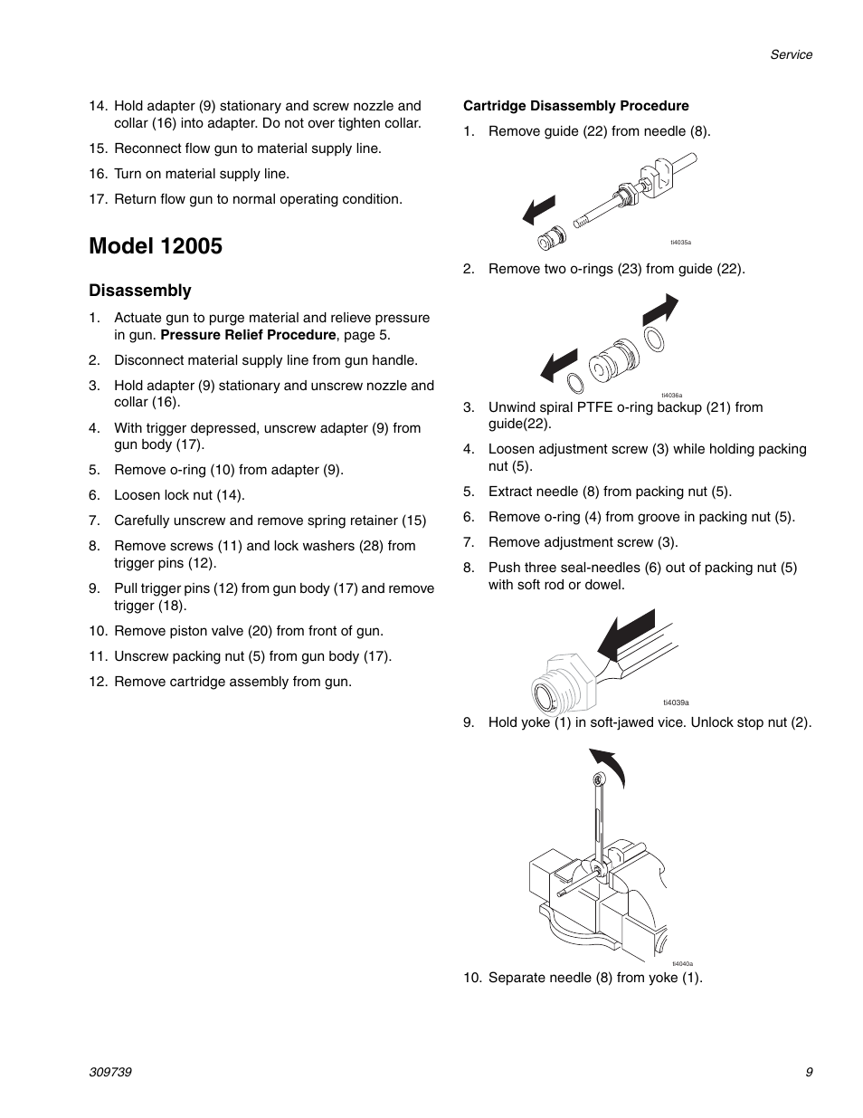 Model 12005, Disassembly | Graco Inc. 12004X User Manual | Page 9 / 16