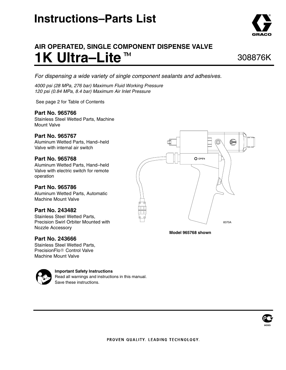 Graco Inc. 965786 User Manual | 30 pages