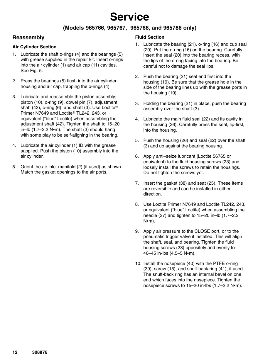 Service | Graco Inc. 965786 User Manual | Page 12 / 30