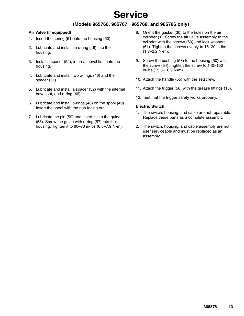 Service | Graco Inc. 965786 User Manual | Page 13 / 30
