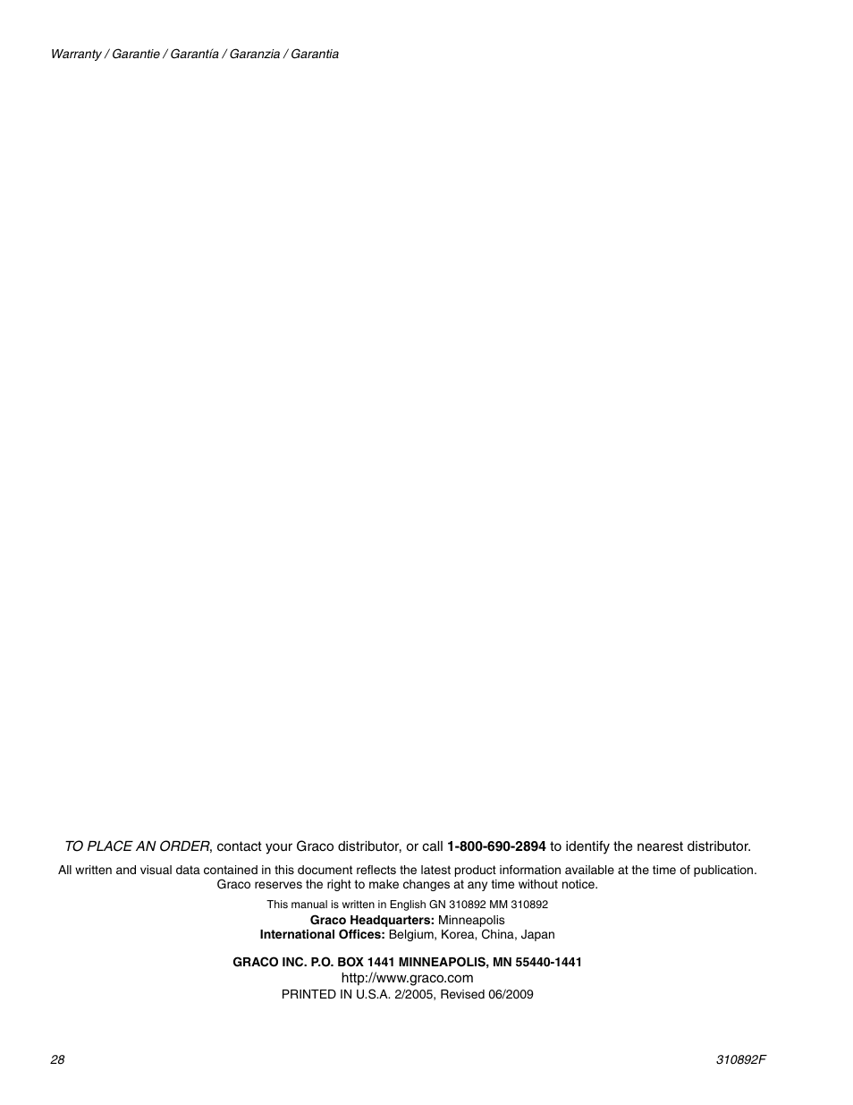 Graco Inc. 111418a User Manual | Page 28 / 28