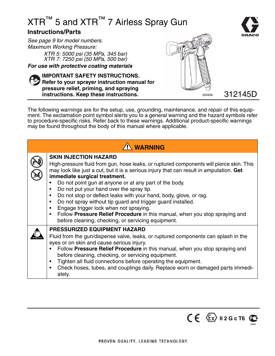 Graco Inc. XTR 5 User Manual | 12 pages