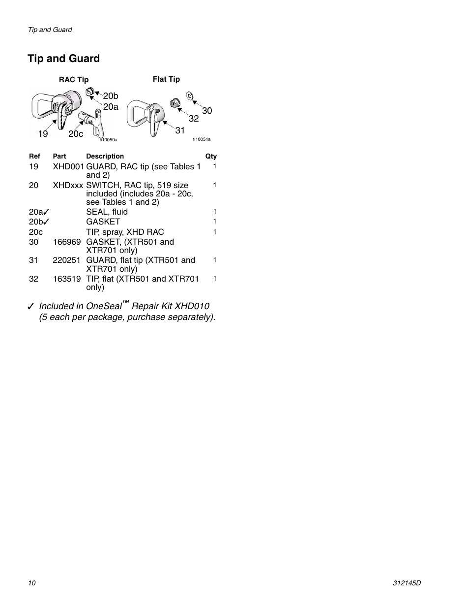 Tip and guard | Graco Inc. XTR 5 User Manual | Page 10 / 12