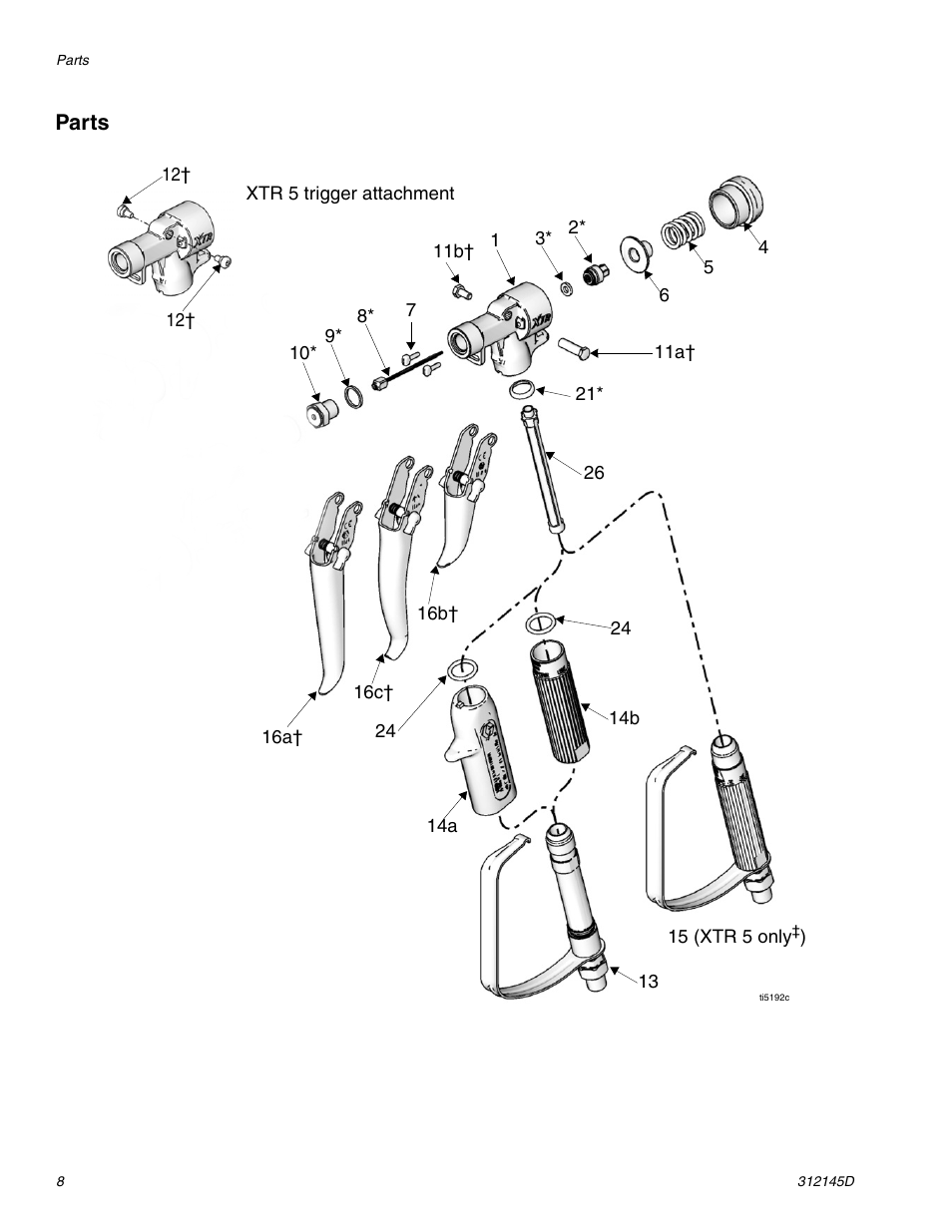 Parts | Graco Inc. XTR 5 User Manual | Page 8 / 12