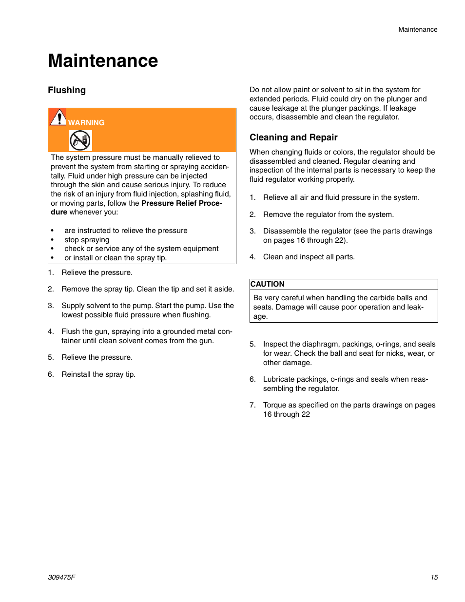 Maintenance | Graco Inc. 309475F User Manual | Page 15 / 28