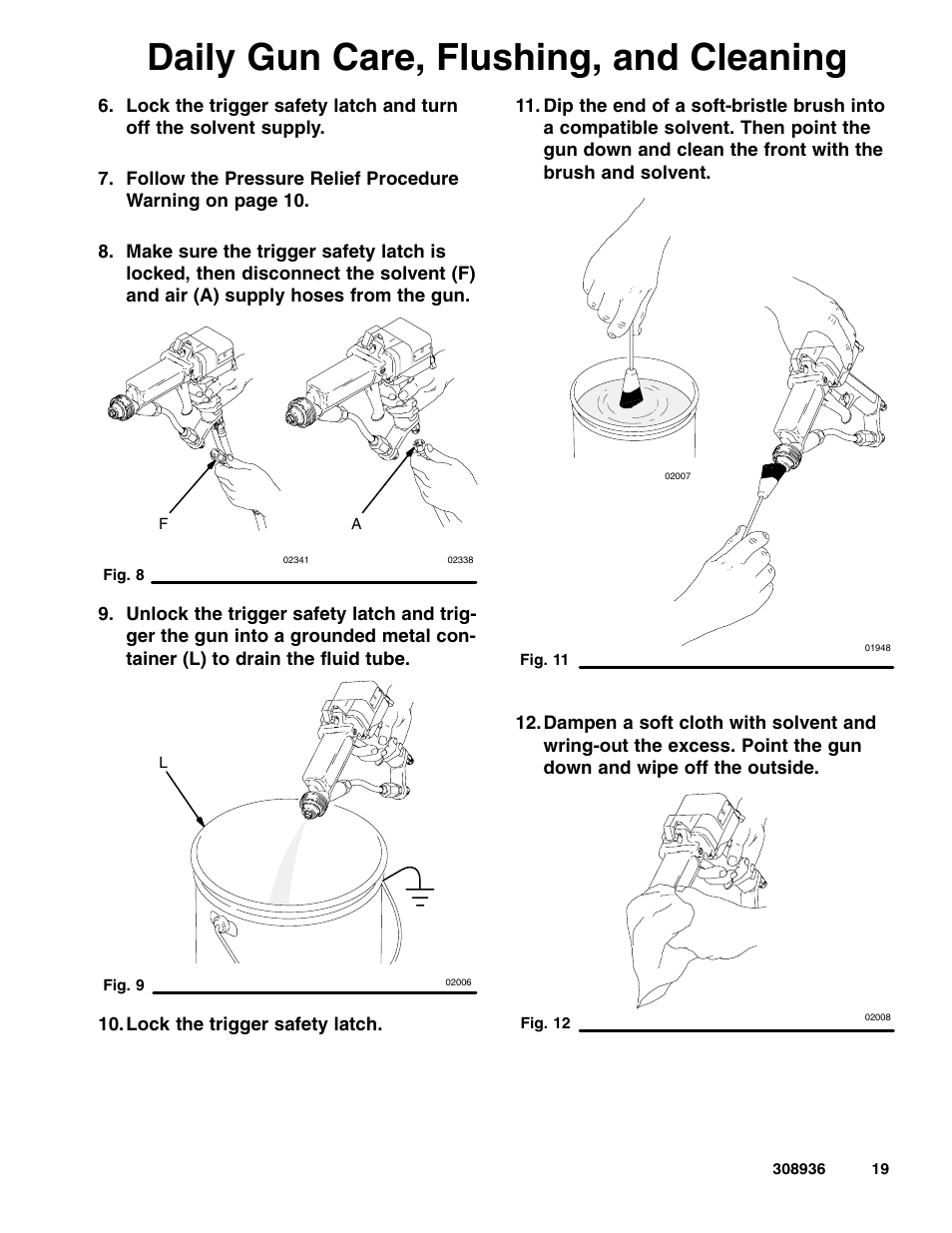 Daily gun care, flushing, and cleaning | Graco Inc. UNICARB Pro AA4500 User Manual | Page 19 / 48