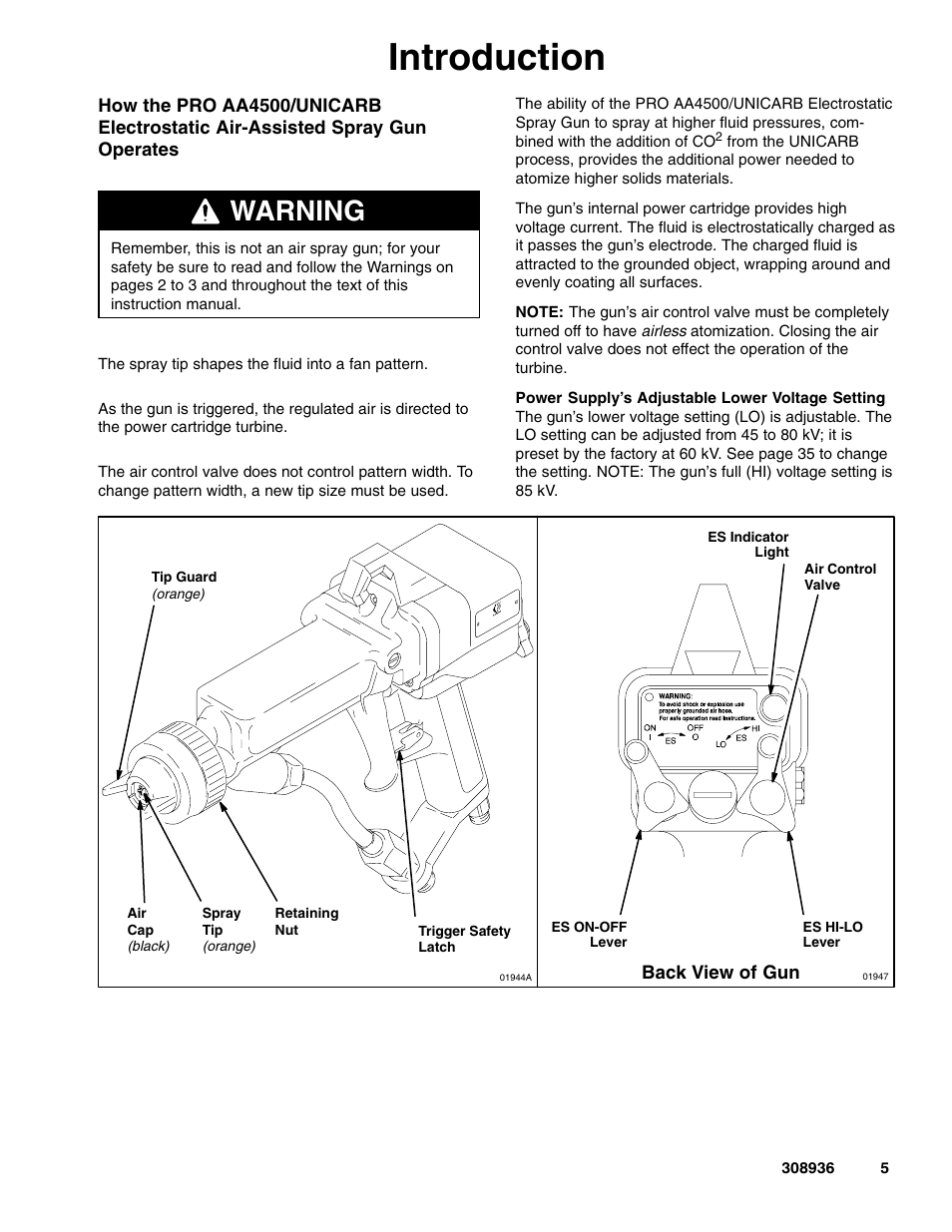Introduction, Warning | Graco Inc. UNICARB Pro AA4500 User Manual | Page 5 / 48