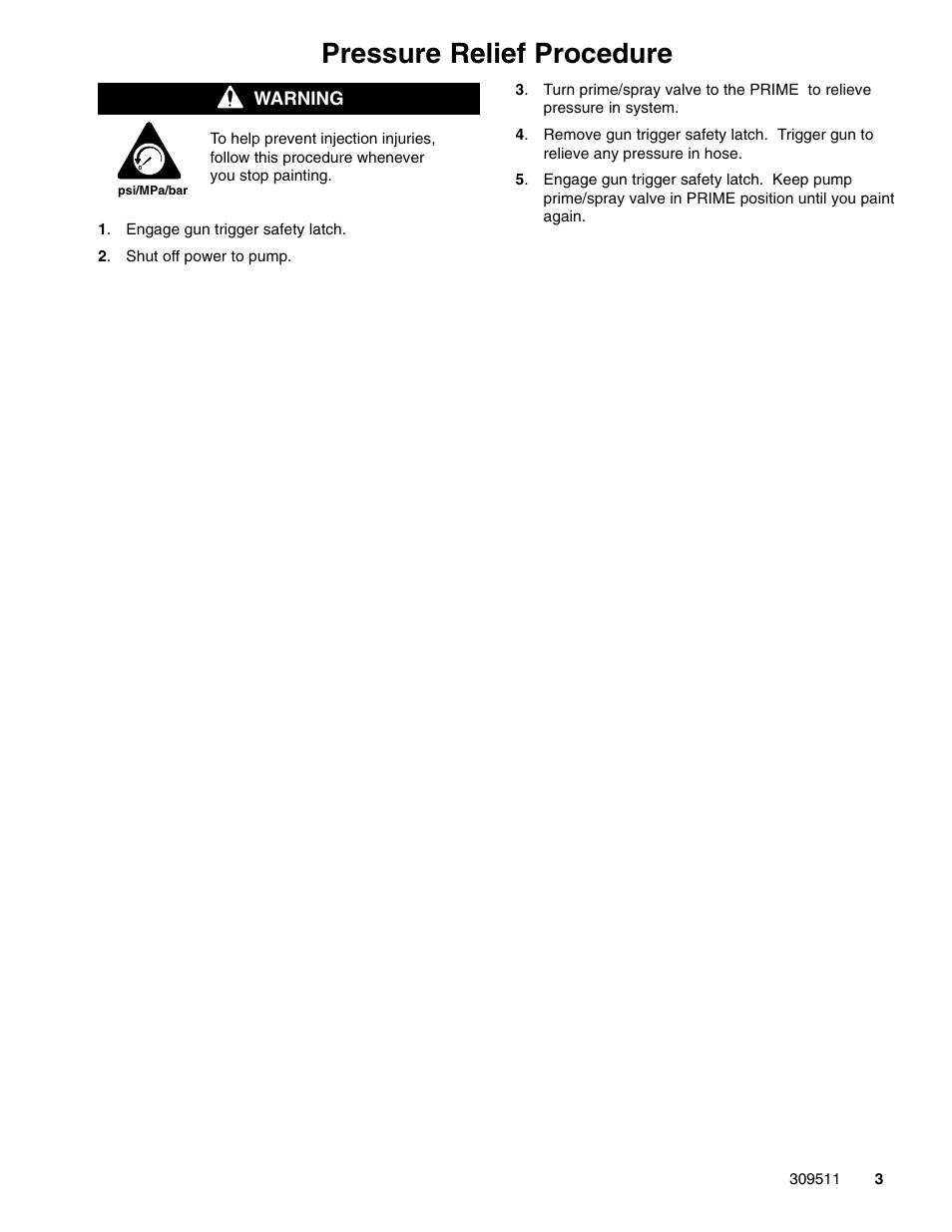 Pressure relief procedure | Graco Inc. 245907 User Manual | Page 3 / 8