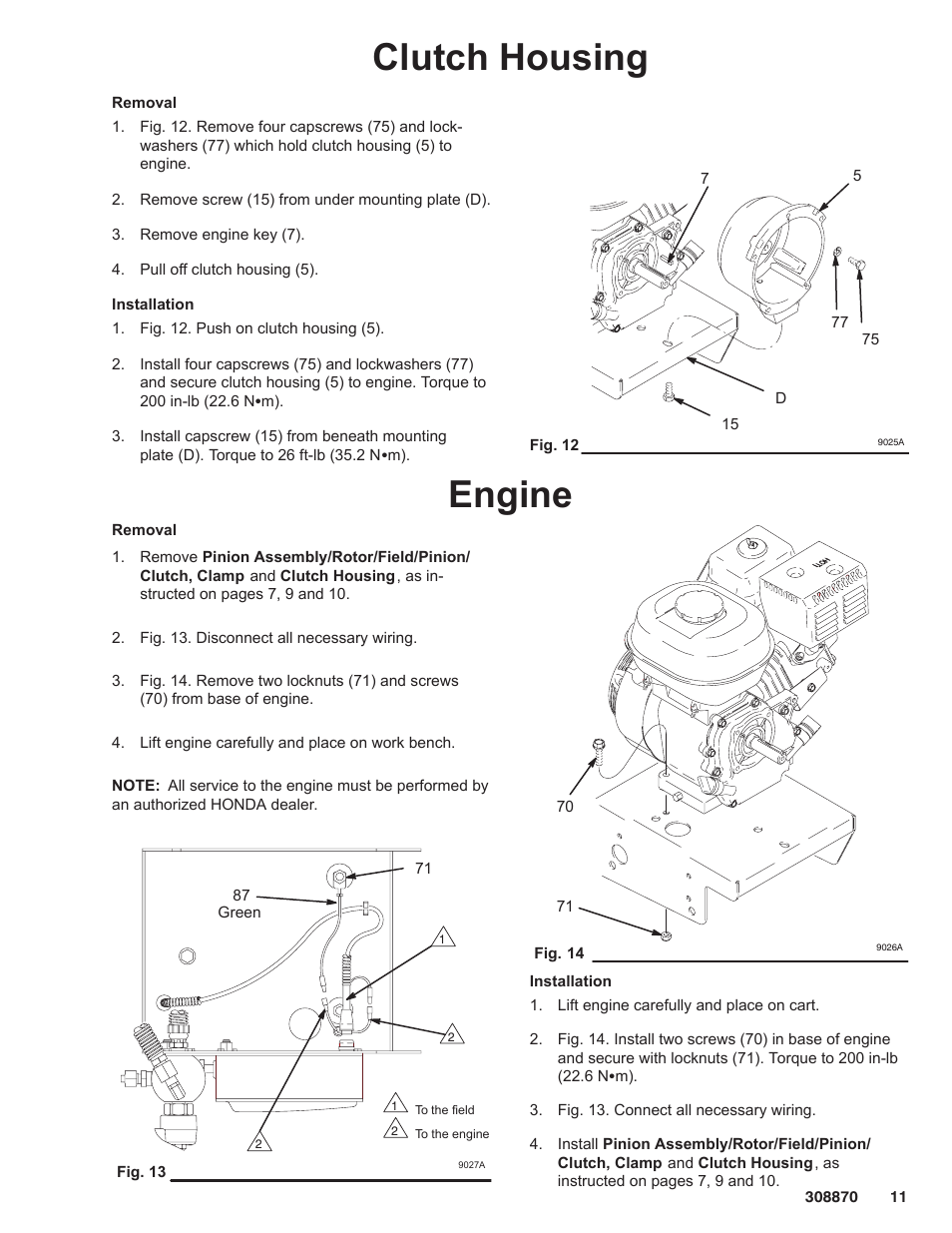 Clutch housing, Engine | Graco Inc. 232632 User Manual | Page 11 / 26