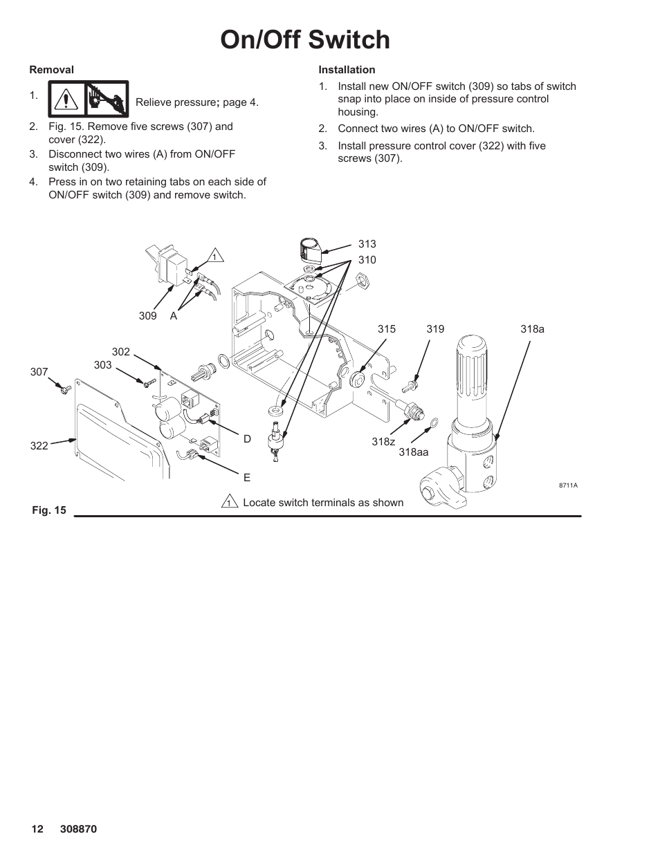 On/off switch | Graco Inc. 232632 User Manual | Page 12 / 26