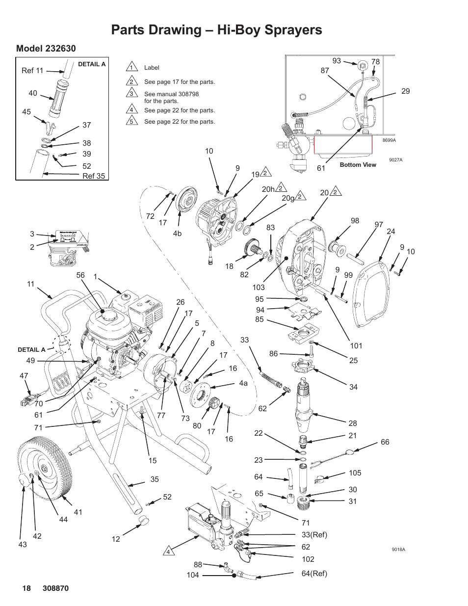 Parts drawing – hi-boy sprayers | Graco Inc. 232632 User Manual | Page 18 / 26