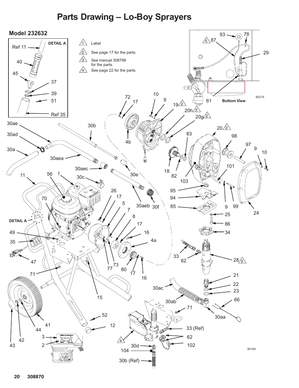 Parts drawing – lo-boy sprayers | Graco Inc. 232632 User Manual | Page 20 / 26