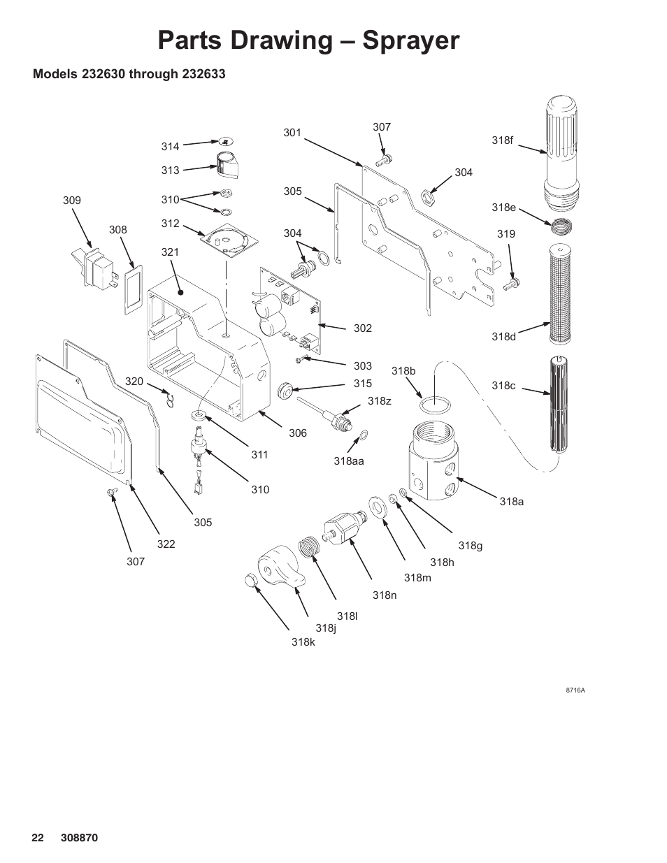 Parts drawing – sprayer | Graco Inc. 232632 User Manual | Page 22 / 26