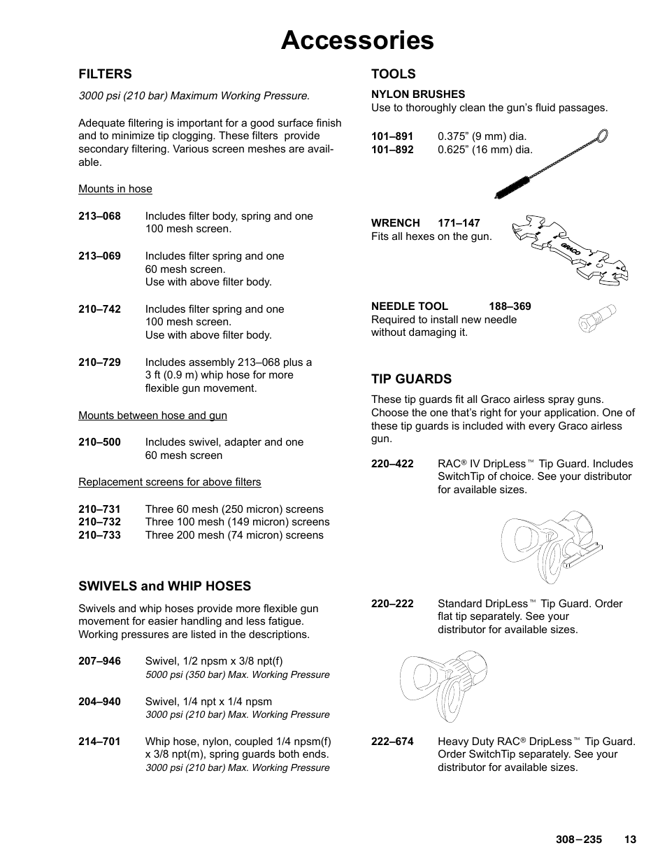 Accessories | Graco Inc. 235457 User Manual | Page 13 / 16