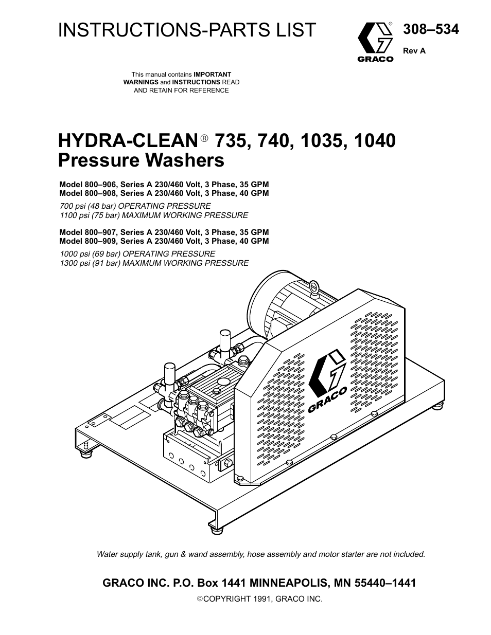 Graco Inc. Hydra-Clean 1040 User Manual | 20 pages