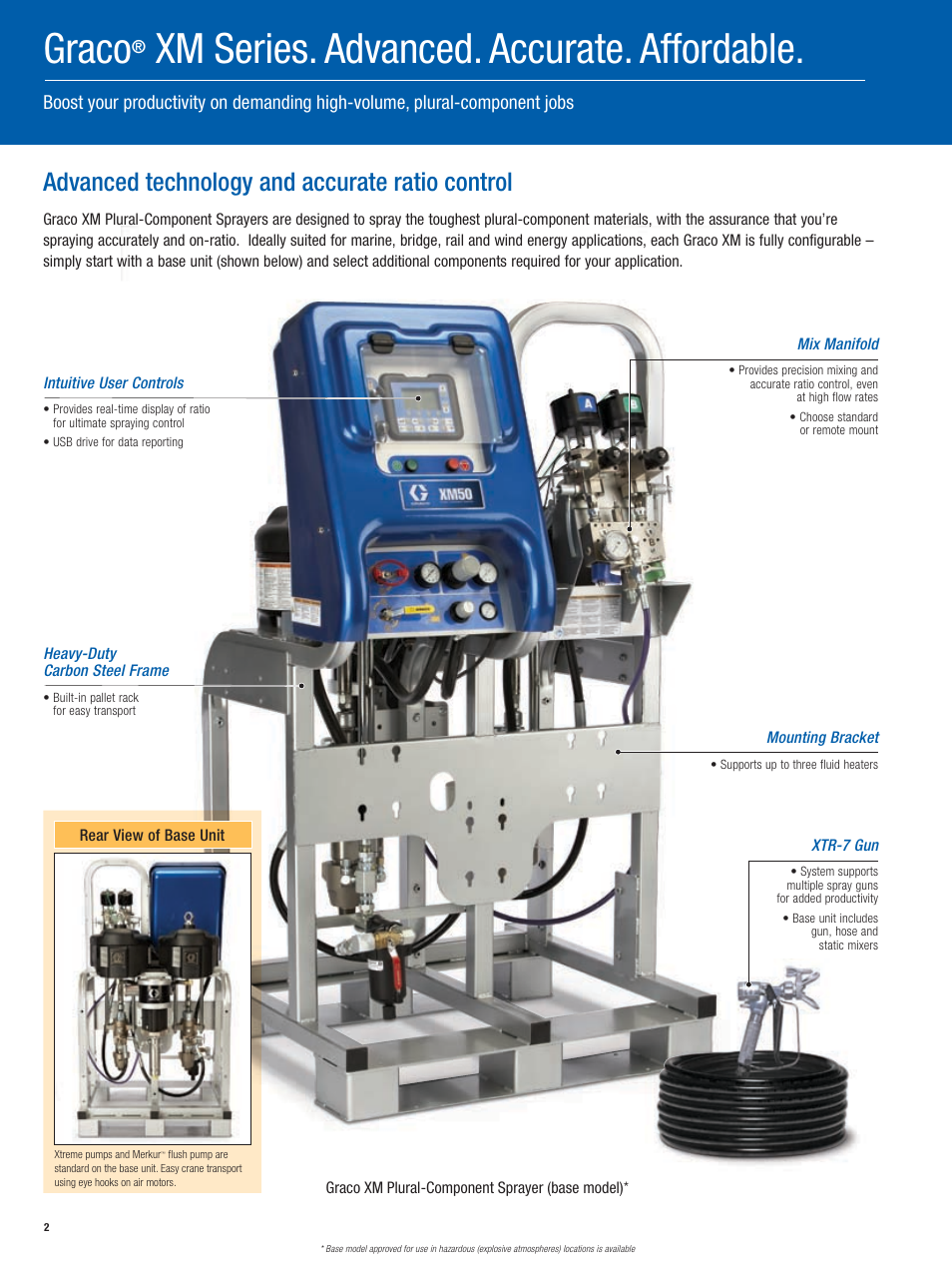 Graco, Xm series. advanced. accurate. affordable, Advanced technology and accurate ratio control | Graco Inc. XM Series User Manual | Page 2 / 8