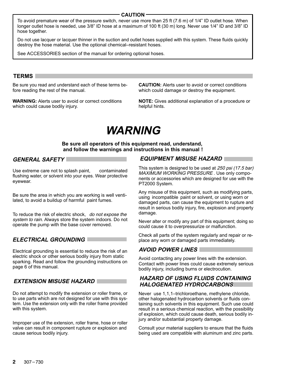 Warning | Graco Inc. 223660 User Manual | Page 2 / 20