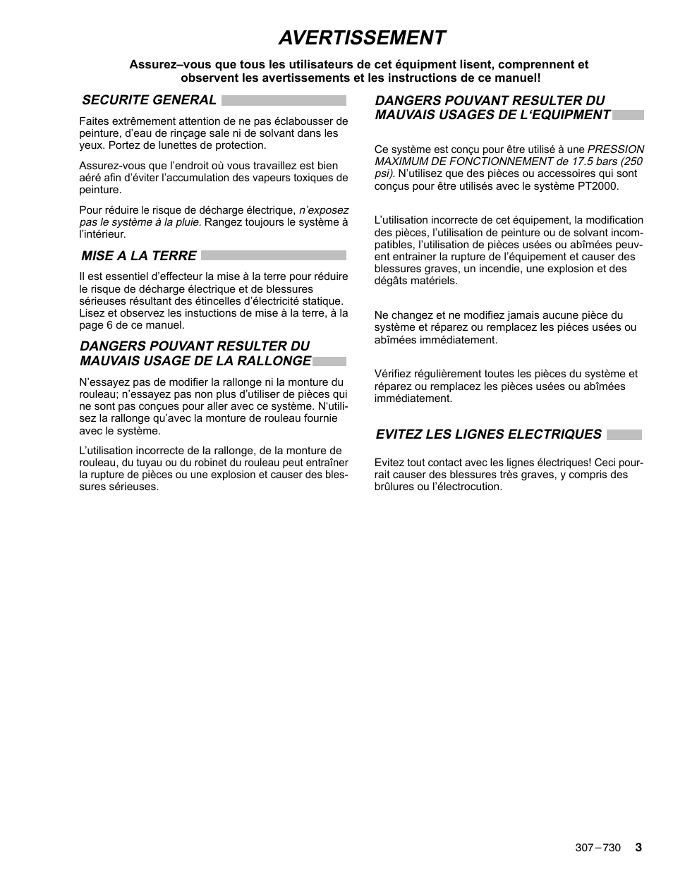 Avertissement | Graco Inc. 223660 User Manual | Page 3 / 20