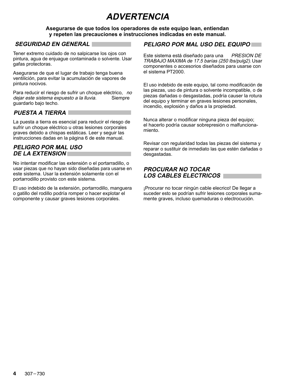 Advertencia | Graco Inc. 223660 User Manual | Page 4 / 20