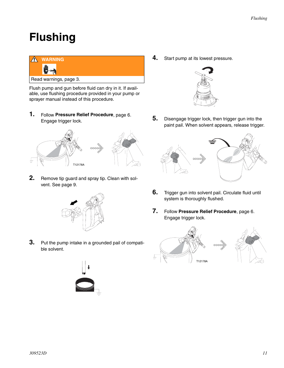 Flushing | Graco Inc. 234032 User Manual | Page 11 / 20