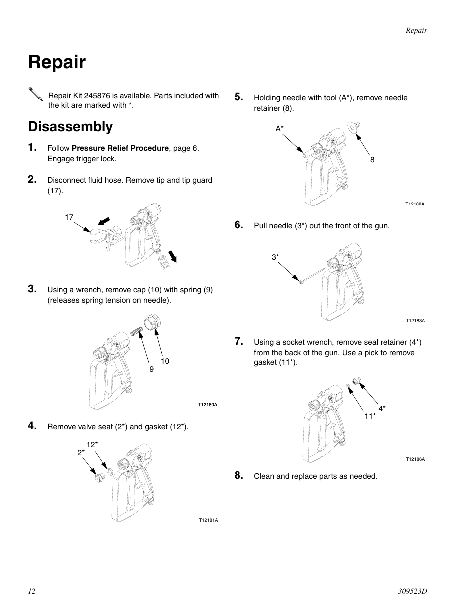 Repair, Disassembly | Graco Inc. 234032 User Manual | Page 12 / 20