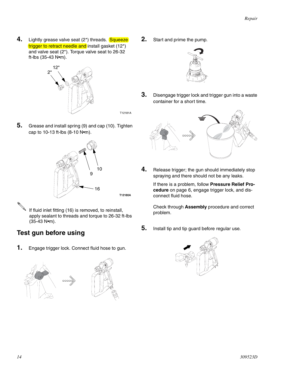Test gun before using 4 | Graco Inc. 234032 User Manual | Page 14 / 20