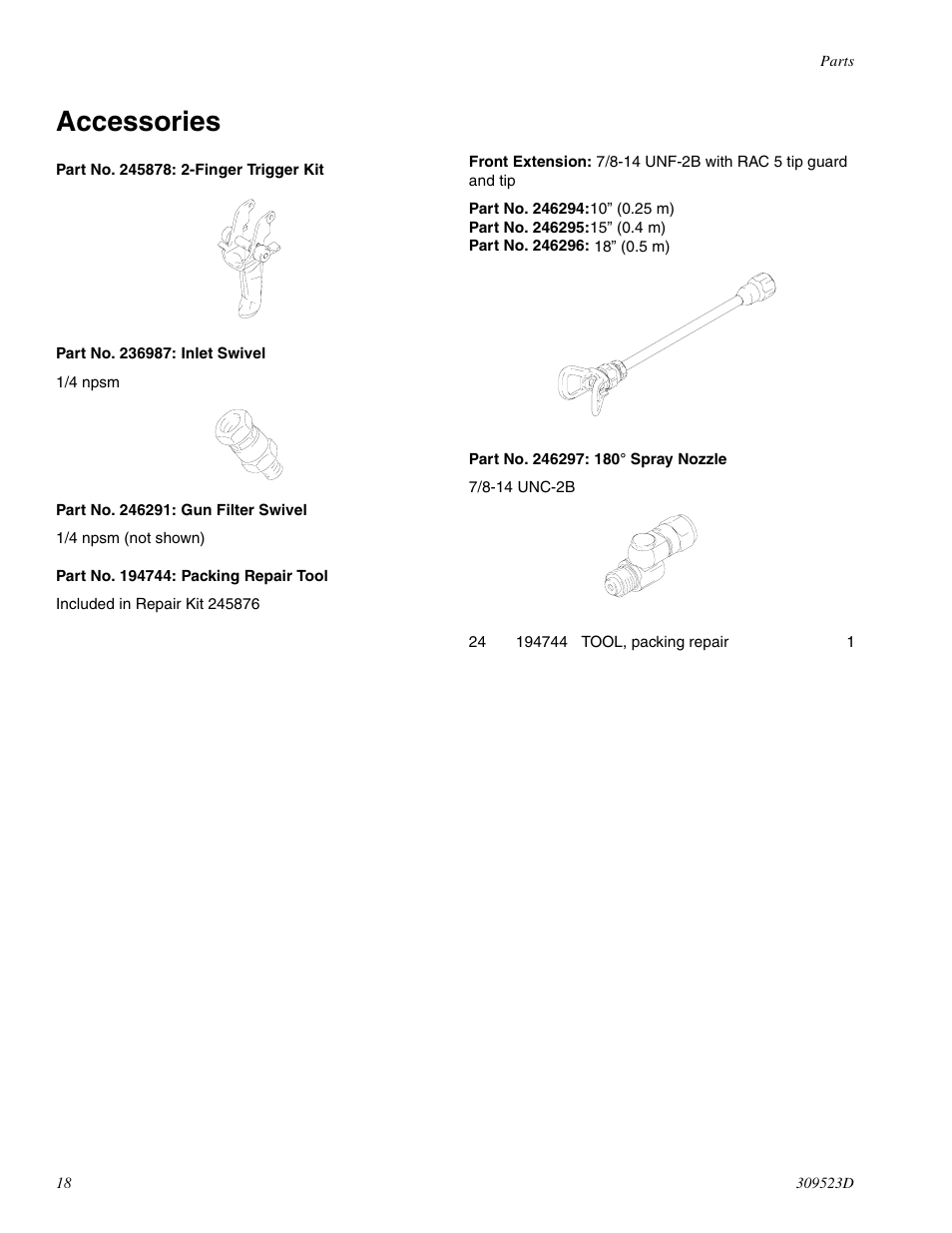 Accessories | Graco Inc. 234032 User Manual | Page 18 / 20