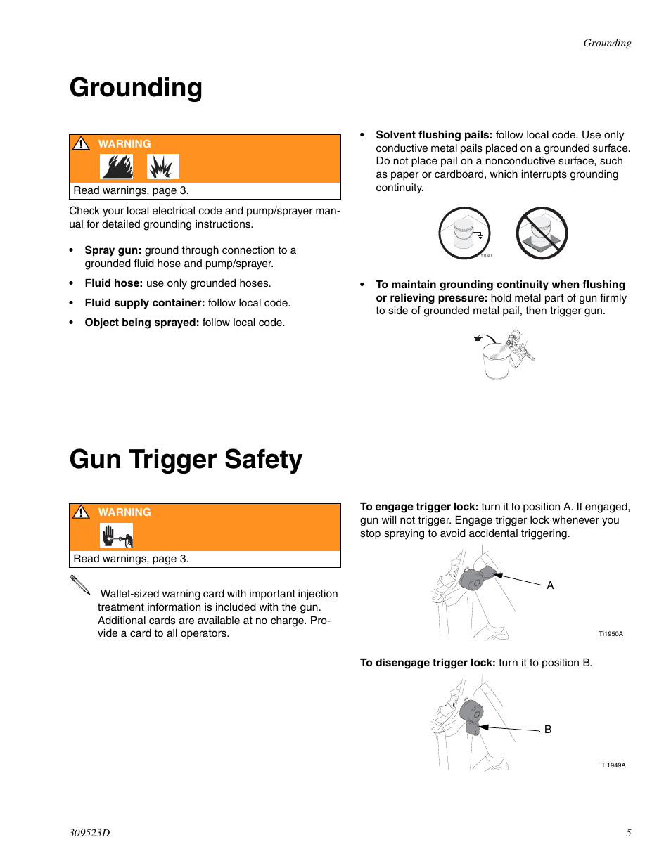 Grounding, Gun trigger safety | Graco Inc. 234032 User Manual | Page 5 / 20