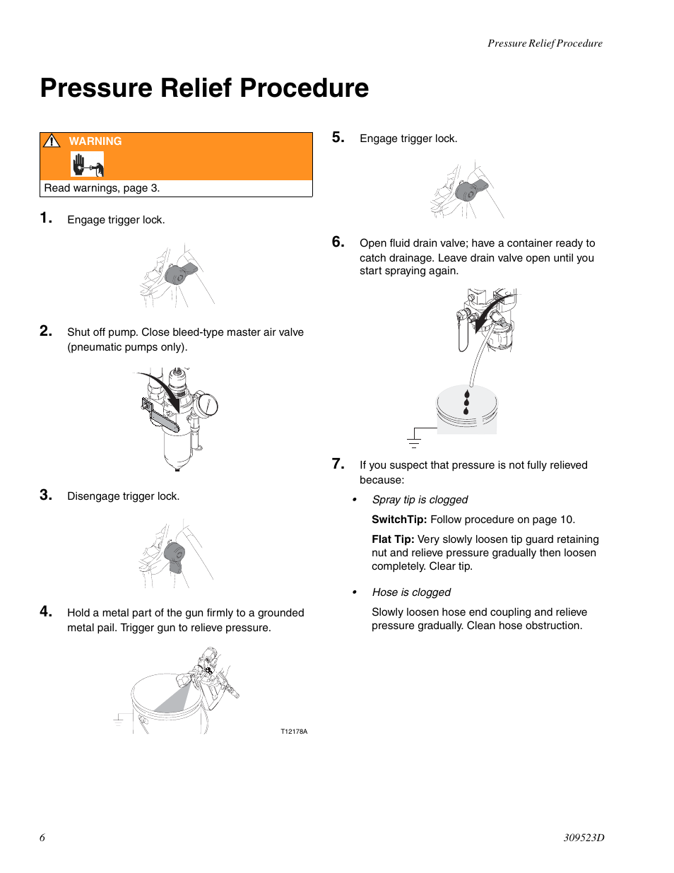 Pressure relief procedure | Graco Inc. 234032 User Manual | Page 6 / 20