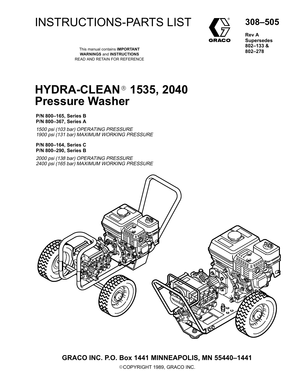 Graco Inc. Hydra-Clean 800-367 User Manual | 24 pages