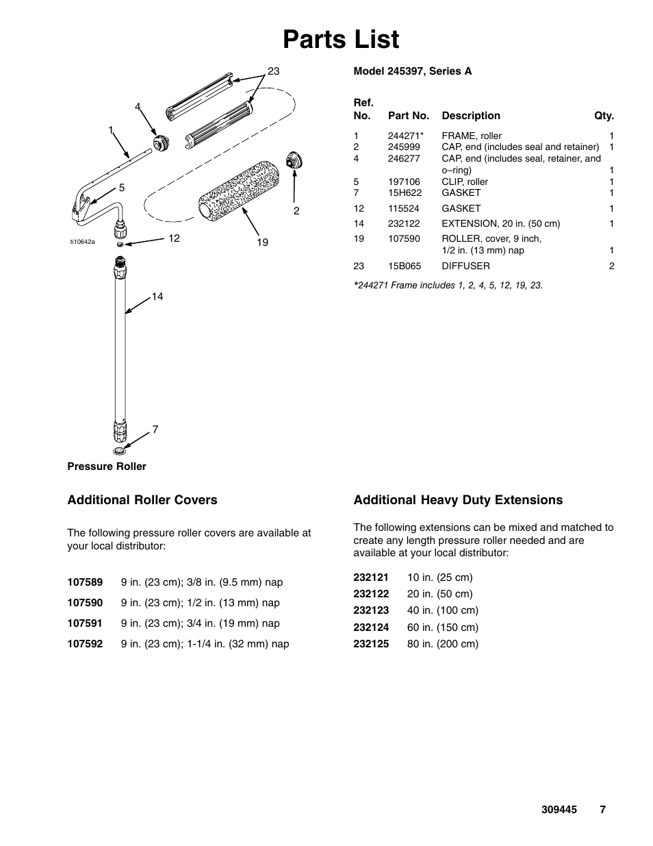Parts list | Graco Inc. 309445 User Manual | Page 7 / 10