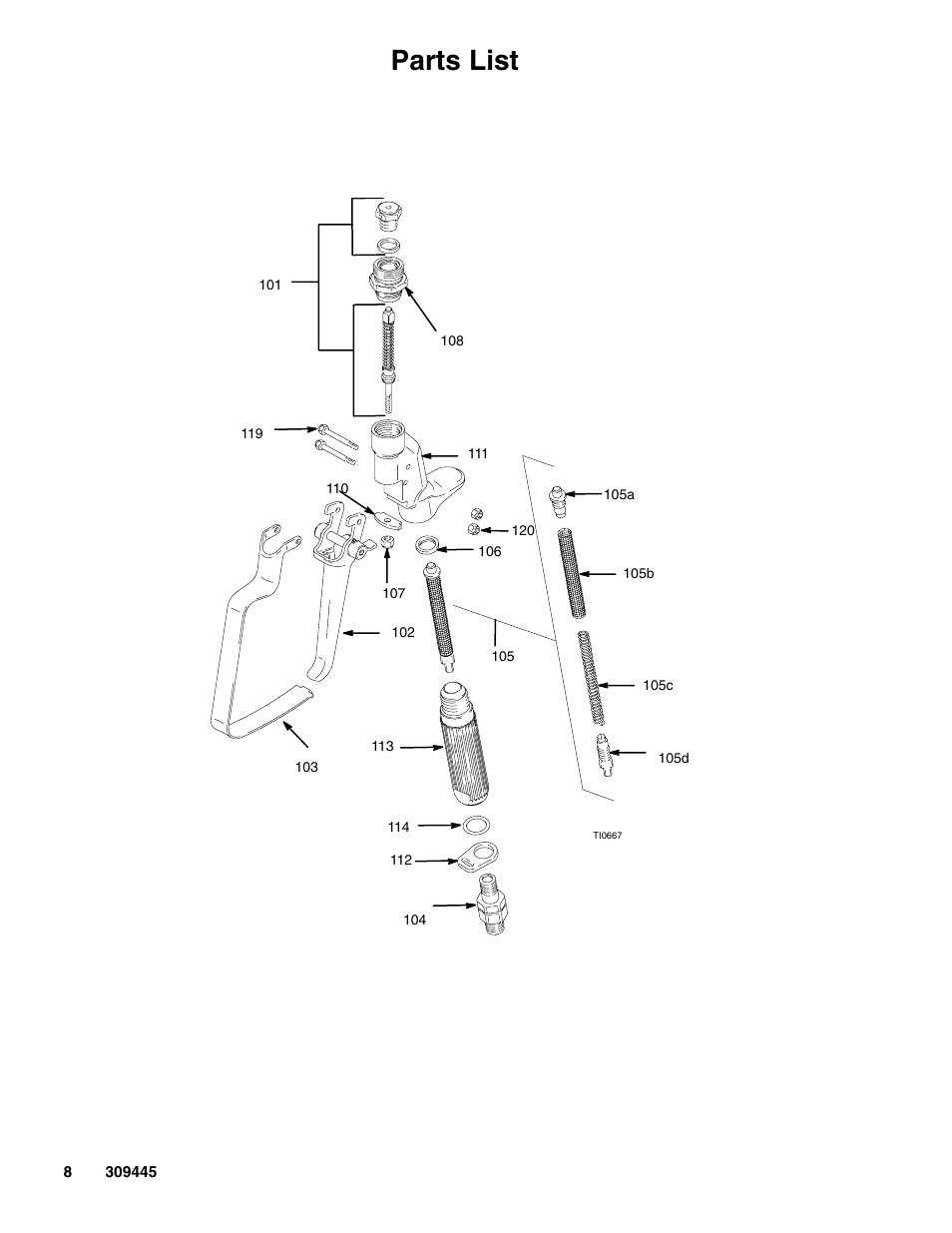 Parts list | Graco Inc. 309445 User Manual | Page 8 / 10